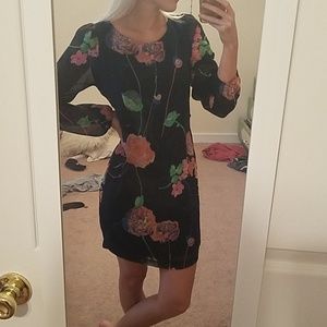 Navy floral print boutique dress.